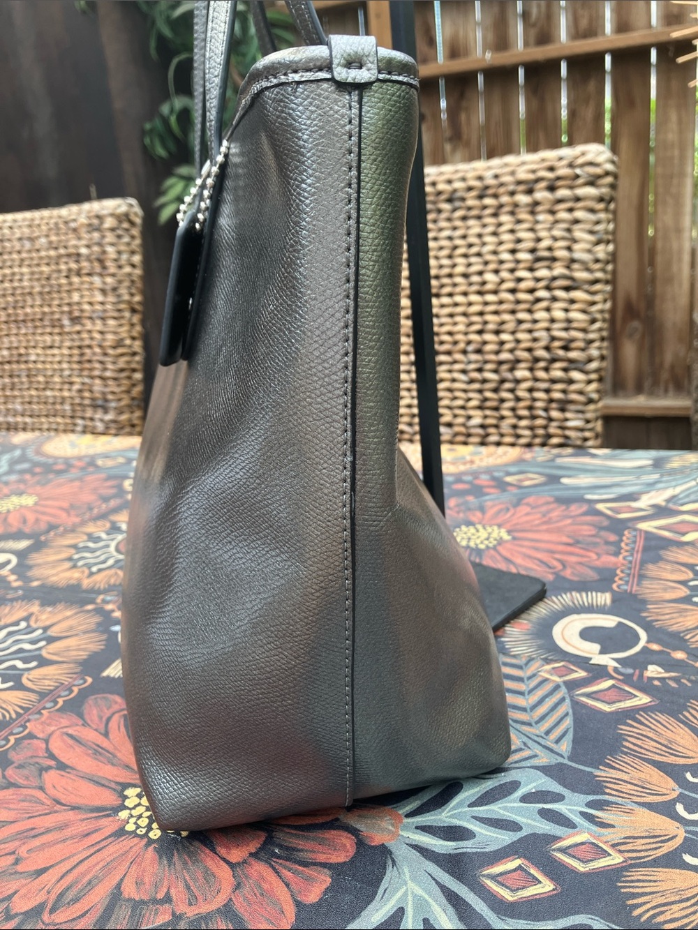 Coach Metallic Pewter Silver City Zip Top Tote F16224 - Picture 6 of 12